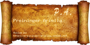 Preininger Ariella névjegykártya
